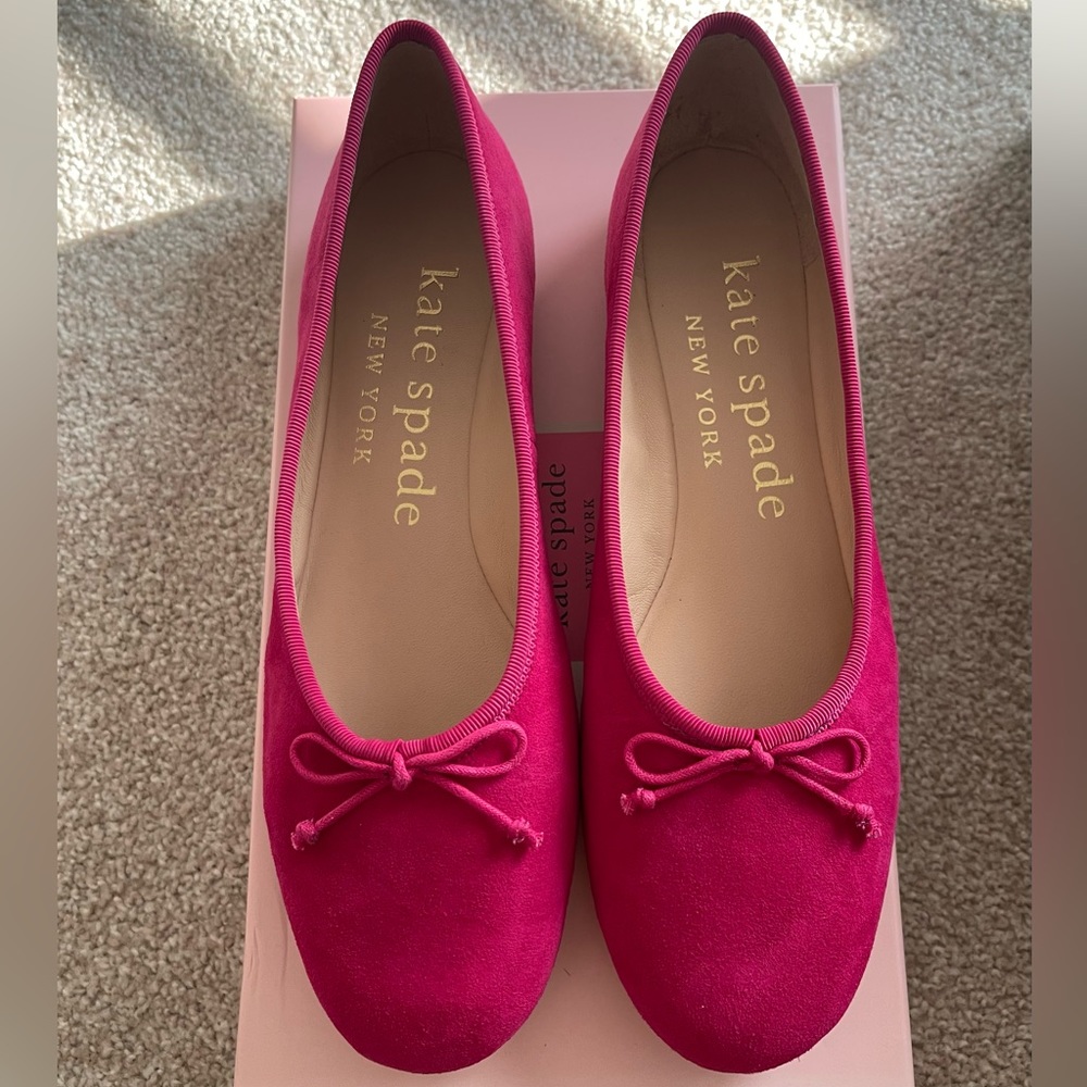 NIB Kate Spade Honey Flats Sued Dark Magenta Crush 8.5B